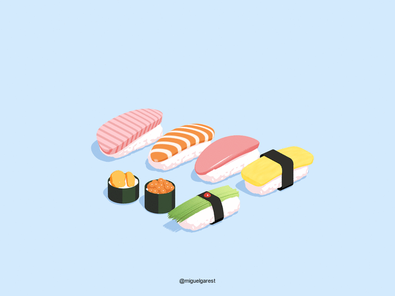 Sushi set c4d japan nigiri sketch and toon sushi tamago tuna