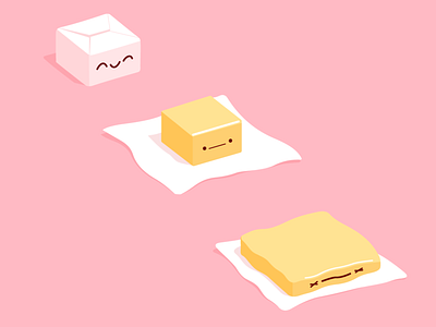Butter butter illustration kawaii melt melting vector
