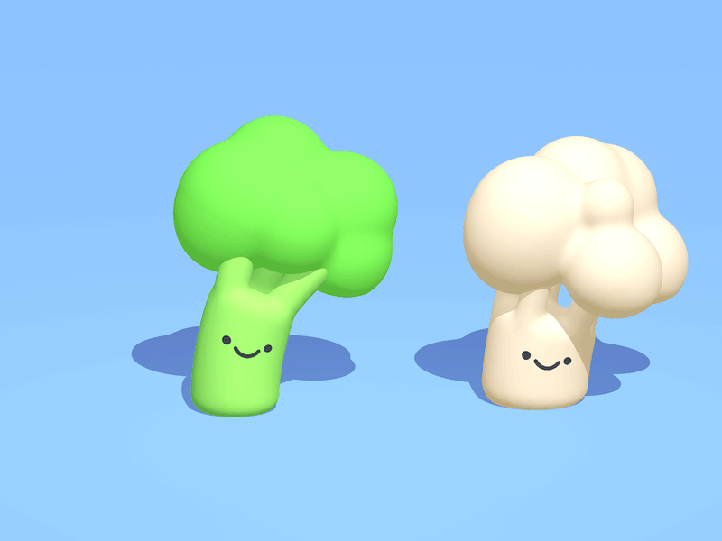 Broccoli and Cauliflower 🥦🥦 broccoli cauliflower cinema 4d exercise fitness kawaii stretch veggies