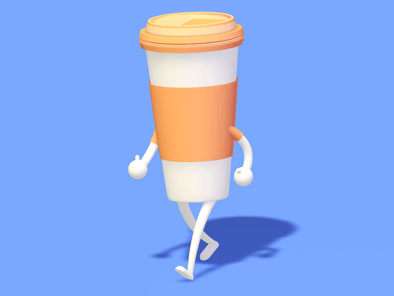Walking coffee cup ☕ animation c4d cafe cinema 4d coffee coffee cup cup miguelgarest run running