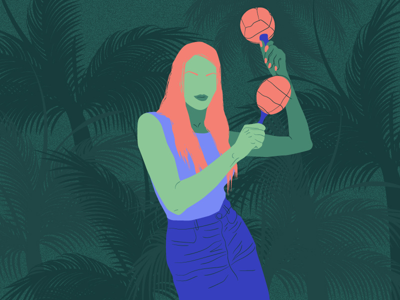 girl from F-Society #8 feminism poster dance music femme night palm tress dancing society summer girl woman illustration vector