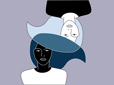 Drugi (other) blackandwhite blue character clean drawing girl girls illustration magazine illustration outline print vector woman