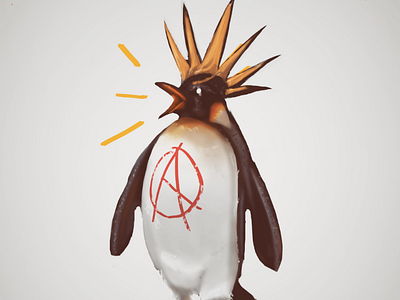 Pingu Punk anarchy animal badass character comics game graphic illustration penguin poster punk