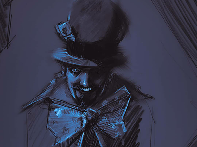 Draft for wall painting character digital painting illustration mad madhatter procreate wonderland