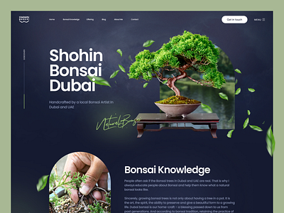 Shohin Bonsai - Landing Page bonsai concept creative dark design green landing landing page trending ui ux webdesign