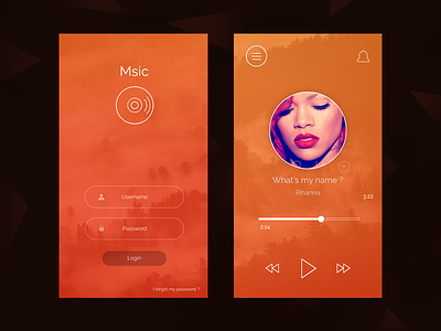 Msic Mobile Application UI/UX application design flat modern msic music ui ux