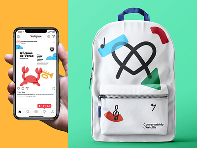 Art Conservatory Rebrand backpack brand branding case study colorful colors conservatory design education identity instruments logo music rebrand school system visual language