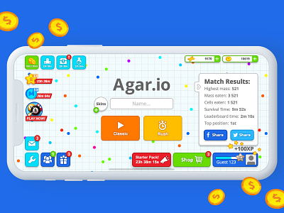 Agar.io Main Menu design game game art game asset game design game menus game ui game ui design gui icons mobile game ui ui art ui design vectorart