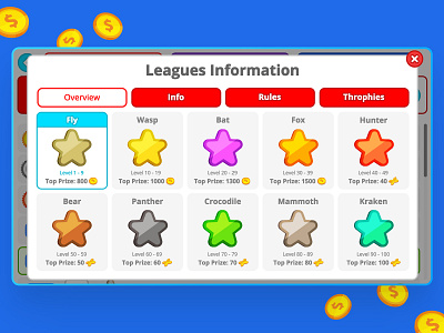 Agar.io Leagues design game game art game assets game design game menus game ui game ui design gui icons leaderboards leagues mobile game stars stars leagues ui ui art ui design vectorart weekly leaderboards