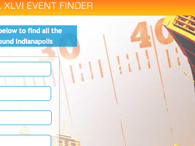 Superbowl Event Finder blue finder football form orange superbowl ui web app