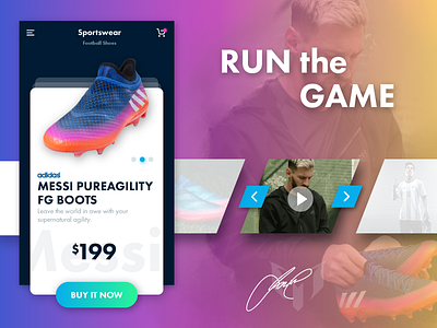 Run the Game! adidas ecommerce lionel messi messi mobile application product design shoes soccer sportswear ui ui mobile user interface