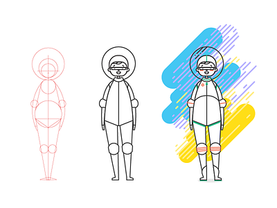 Sam astronaut character outline illustration