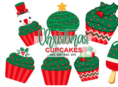 Christmas Cupcakes Illustration Vector christmas design illustration llustration vector merry christmas