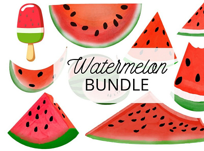 Watercolor Watermelon Bundle design illustration llustration vector watercolor watermelon bundle
