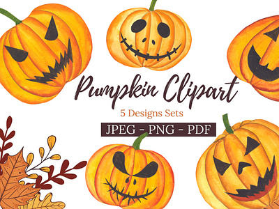 Watercolor Pumpkin Clipart Bundle