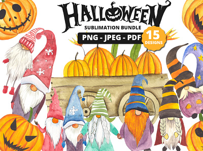 Watercolor Halloween Clipart Bundle christmas graphic design illustration llustration vector pumpkin illustration vector