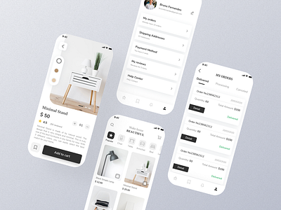 Furniture shop app branding design illustration ui ux