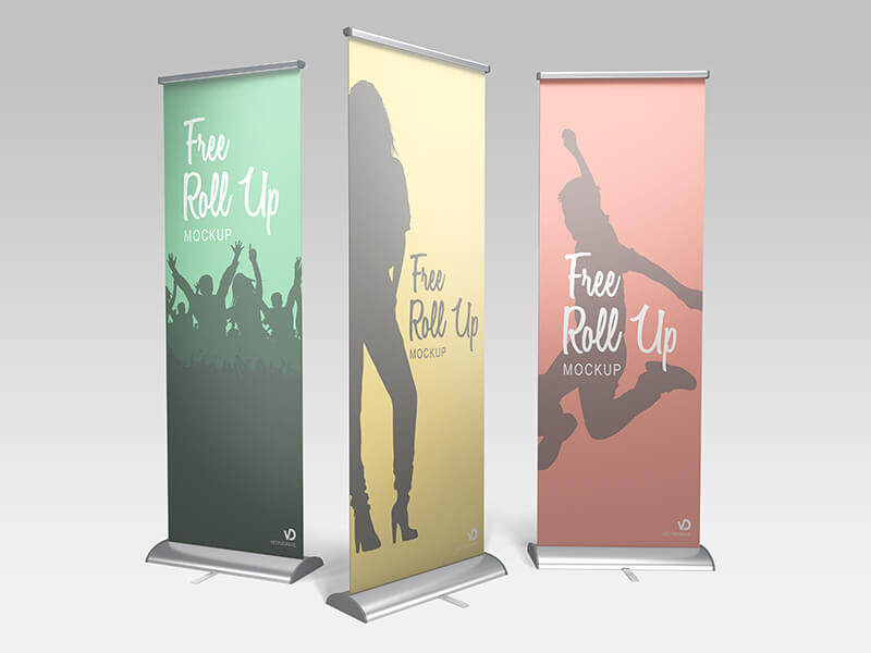 Free Roll Up Banner Mockup by Vectogravic Design 