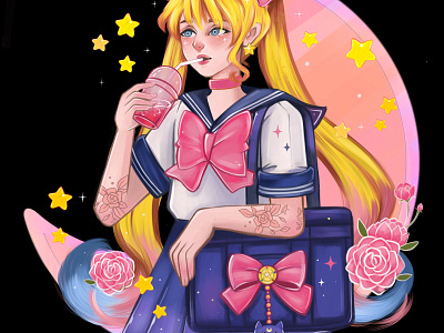 Sailor Moon Illustration character design illustration procreate vector
