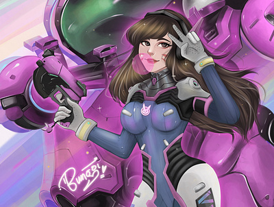 D.VA Overwatch Artwork character design illustration procreate vector