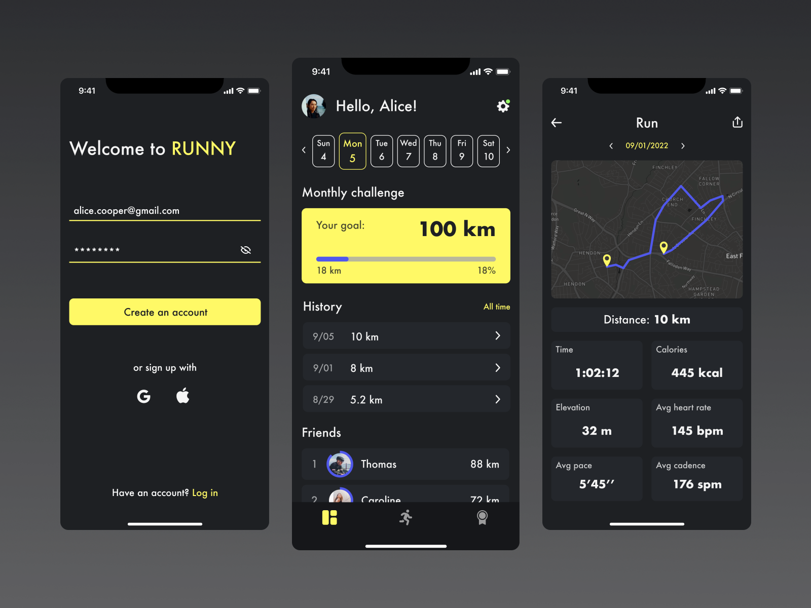 Running app by Vasilisa Burmistrova on Dribbble