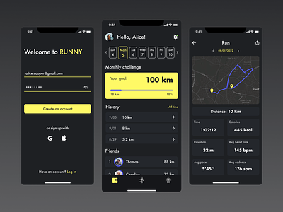 Running app app design fitness fitness app health mobile mobile app monthly challenge run running app sport tracker tracking app ui ux