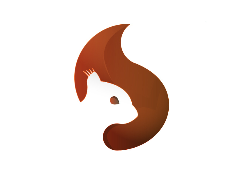 squirrel simple gradient illustrator squirrel space negative animal logo