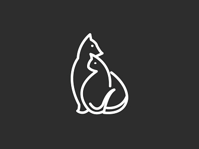 Dog And Cat animal cat dog illustrator line logo simple single squirrel weight