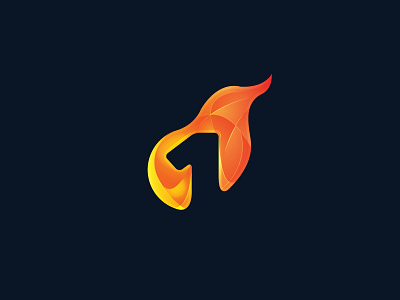 One fire gradient graphic logo number