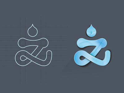 Z blue drop gradient illustrator letter logo vector z zen