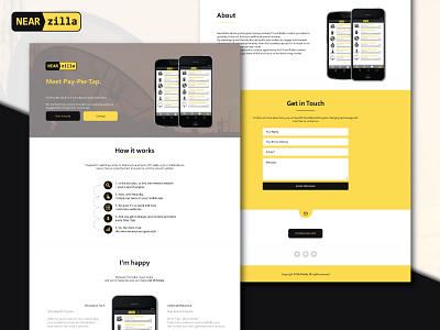 Nearzilla Logo and landing page app design landing logo page ui ux web