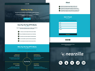 Nearzilla app landing logo mobile page pay per tap web