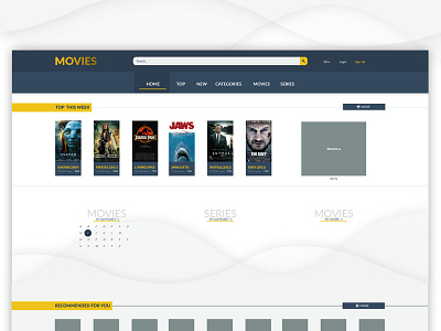 Movies Online database film landing mockup movies online page web