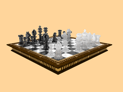 voxel chess set magicavoxel voxelart voxels