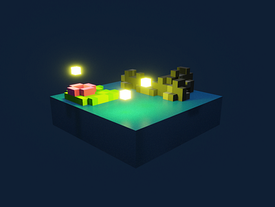 fireflies at night magicavoxel voxelart voxels
