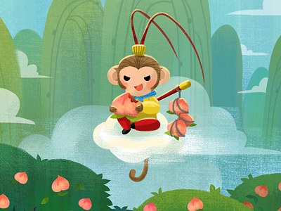 Monkey King Illustration childrens book cute digital art illustration monkey king