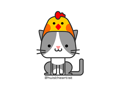 Happy Rooster Year - CAT cat chinese new year cute rooster vector