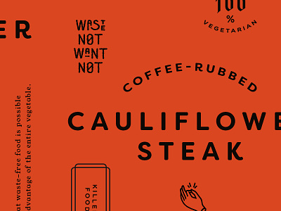 Cauliflower Steak grunge lettering packaging type sample typography vegetarian veggie waste