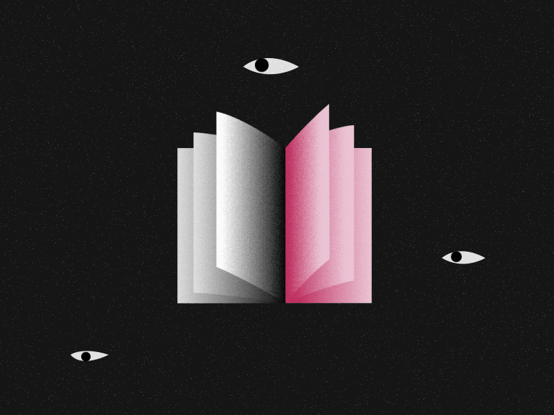 Suspicious book after animation book effects eye flip gif grain illustration loop texture