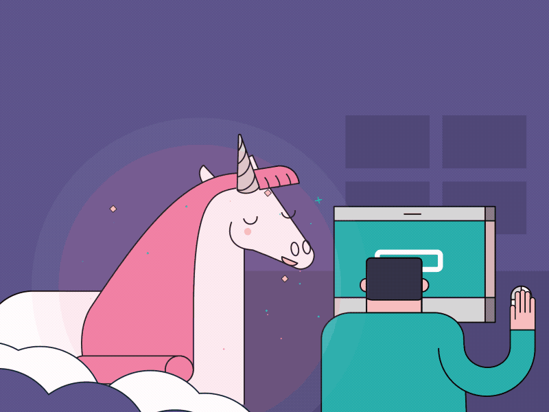 Wow a unicorn :o animation character gif glasses illustration loop sparkles unicorn