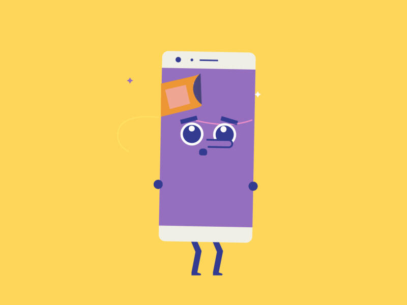 Broken smartphone animation character cry gif illustration loop particles phone sad smartphone