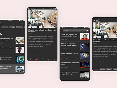 News App Dark Mode mobile news app ui ux