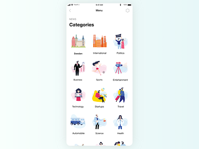 Categories Light Theme categories design mobile news app ui ui design ux ux design