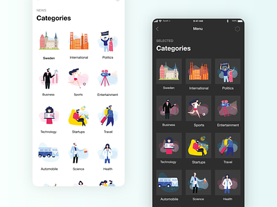 News App - Categories categories mobile news app ui ui design ux ux design