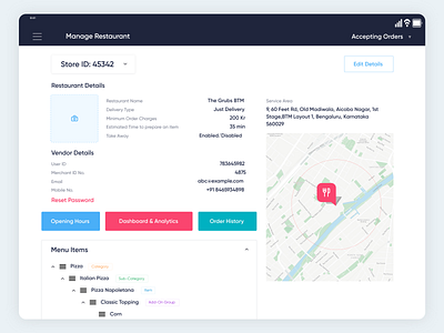 Vendor App: Manage Restaurant delivery food delivery manage restaurant tablet app ui ui design ux ux design vendor vendor app