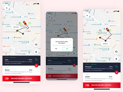 Delivery Person: Routes delivery delivery boy delivery girl delivery guy delivery person directions app food delivery map mobile mobile app routes ui ui design ux ux design