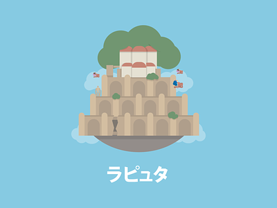 Castle in the Sky anime castle ghibli graphic illustration japan laputa
