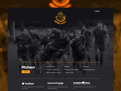 Rugby big photo dark map one page rugby simple website yellow