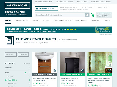 ukBathrooms Filters ecommerce filters products responsive