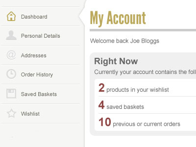 Account Menu account navigation